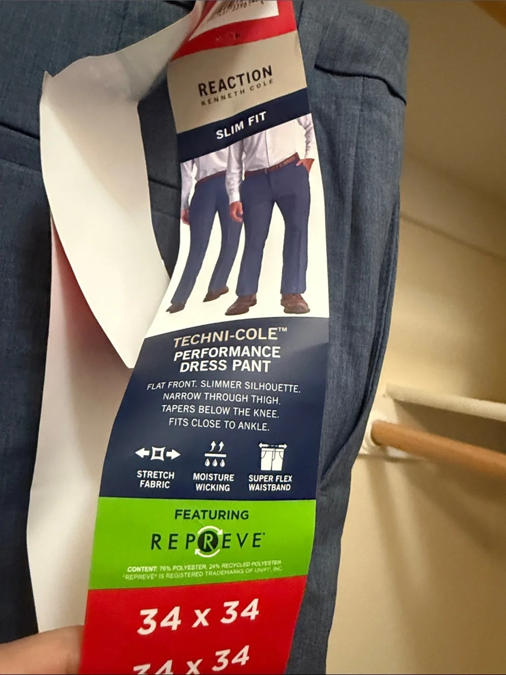 Kenneth Cole Reaction Men's Blue Dress Pants - Flat Front
